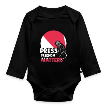 Press freedom is important Press freedom matters - Organic Longsleeve Baby Bodysuit - black - Front