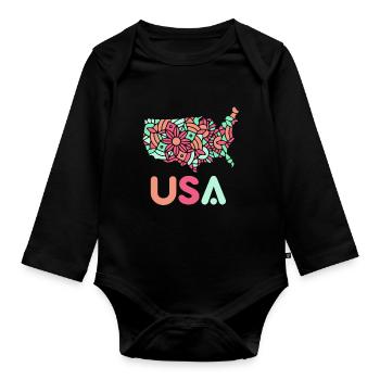 États-Unis Patriotes Américains États-Unis Amérique - Body Bébé bio manches longues - noir - Devant