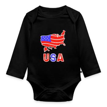 États-Unis Américains Amérique États-Unis Patriotique - Body Bébé bio manches longues - noir - Devant