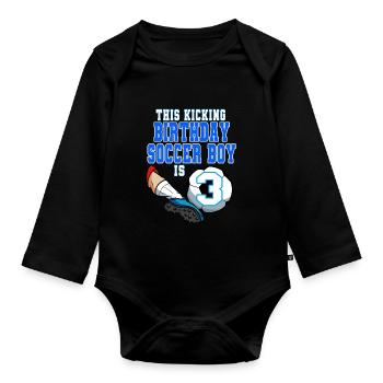 Dieser Fußballjunge ist Fußball zum 3. Geburtstag - Baby Bio-Langarm-Body - Schwarz - Vorne