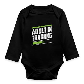 Erwachsener In Ausbildung Erwachsen Geburtstag - Baby Bio-Langarm-Body - Schwarz - Vorne