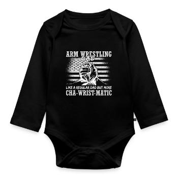 Armwrestler USA-Flaggen-Handdrücken - Baby Bio-Langarm-Body - Schwarz - Vorne