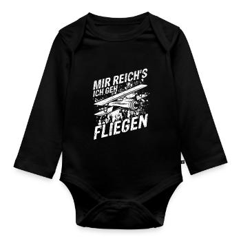 Mir Reichts Ich Geh Helikopter fliegen - Helikopte - Baby Bio-Langarm-Body - Schwarz - Vorne