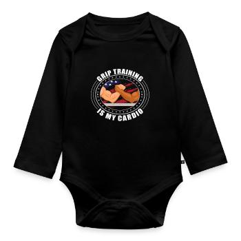 Armwrestler USA-Flaggen-Handdrücken - Baby Bio-Langarm-Body - Schwarz - Vorne