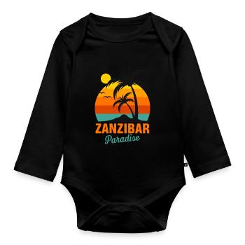 Zanzibar Palm Beach Tanzania Paradise Surfing Afrik - Organic Longsleeve Baby Bodysuit - black - Front