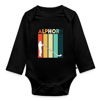 Rétro Alphorn Instrument de Musique Musicien Suisse Sc - Body Bébé bio manches longues - noir - Devant