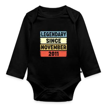 Legendary Since November 2011 11. Geburtstag - Baby Bio-Langarm-Body - Schwarz - Vorne