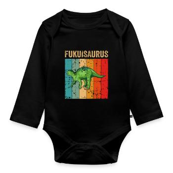 Fukuisaurus Dinosaurier Kinder Dino Geschenk - Baby Bio-Langarm-Body - Schwarz - Vorne