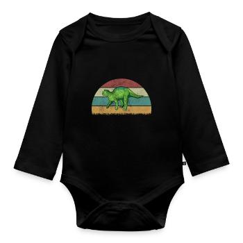 Fukuisaurus Dinosaurier Kinder Dino Geschenk - Baby Bio-Langarm-Body - Schwarz - Vorne