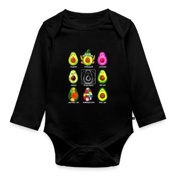 Art History Kawaii Avocados - Organic Longsleeve Baby Bodysuit - black - Front