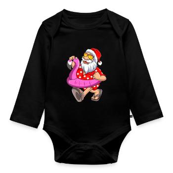 Père Noël en pyjama Lunettes de soleil Flamenco Float - Body Bébé bio manches longues - noir - Devant