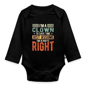 Clown - Body Bébé bio manches longues - noir - Devant