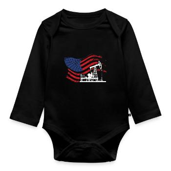 Bohrturm America Öl Bohren Bohrinsel - Baby Bio-Langarm-Body - Schwarz - Vorne