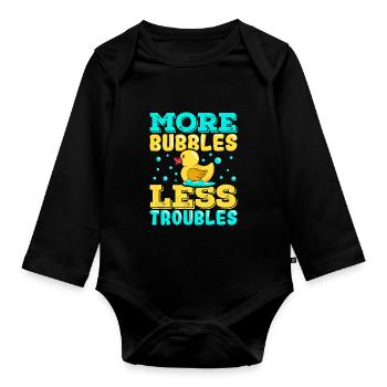 Rubber Ducks Duck Duck Lovers Bathroom - Organic Longsleeve Baby Bodysuit - black - Front