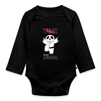 Niedlicher, aber gefährlicher Karate-Panda - Baby Bio-Langarm-Body - Schwarz - Vorne