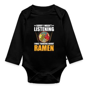 Ramen amateur de nourriture japonaise Ramen Nouilles - Body Bébé bio manches longues - noir - Devant