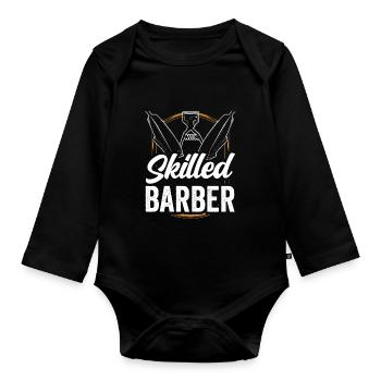 Barbier formé Barbier Barbier Barbershop - Body Bébé bio manches longues - noir - Devant