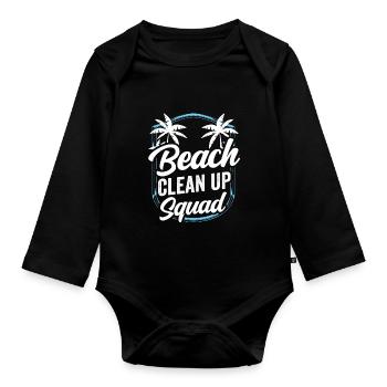 Beach Clean Up Squad Beach Cleaning Beach - Organic Longsleeve Baby Bodysuit - black - Front