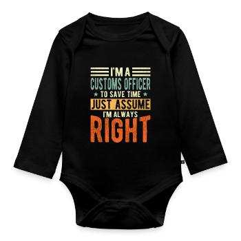 Customs officer - Organic Longsleeve Baby Bodysuit - black - Front