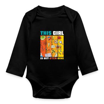 This Girl Is Out-Stem-Ding - Baby Bio-Langarm-Body - Schwarz - Vorne