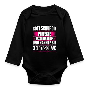 Erzgebirge Frau Namen Sachsen Natascha - Baby Bio-Langarm-Body - Schwarz - Vorne