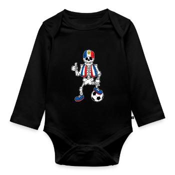 Skeleton Frankreich Amateurfußball - Baby Bio-Langarm-Body - Schwarz - Vorne