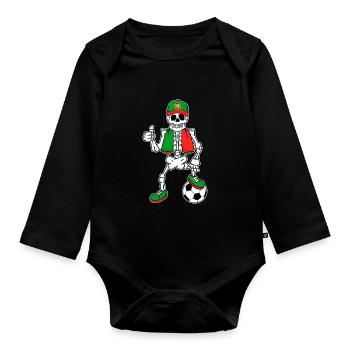 Skeleton Fußballfan Portugal - Baby Bio-Langarm-Body - Schwarz - Vorne