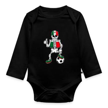 Skelett Fußballfan Mexiko - Baby Bio-Langarm-Body - Schwarz - Vorne