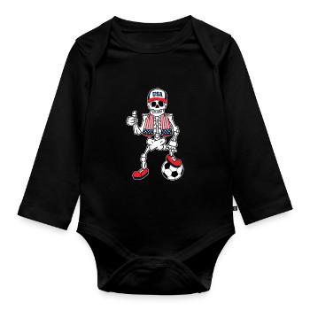 Skeleton United States Soccer Fan - Body Bébé bio manches longues - noir - Devant