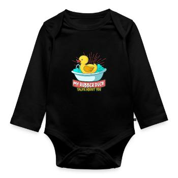 Canards en caoutchouc Canard Duck Lovers Salle de bain - Body Bébé bio manches longues - noir - Devant