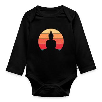 Bouddhisme Bouddha vintage pour les amateurs de bouddhisme - Body Bébé bio manches longues - noir - Devant