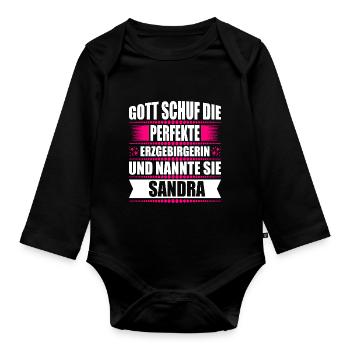 Erzgebirge Frau Namen Sachsen Sandra - Baby Bio-Langarm-Body - Schwarz - Vorne