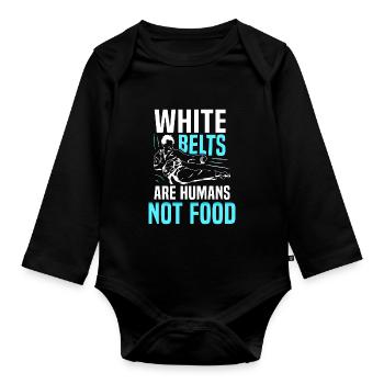 White Belts are humans not food - Baby Bio-Langarm-Body - Schwarz - Vorne