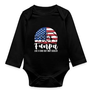 Funpa Like Dad But Way Cooler Dad Opa Geschenk - Baby Bio-Langarm-Body - Schwarz - Vorne