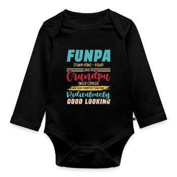 Funpa Definition Wie Ein Opa Nur Kühler - Baby Bio-Langarm-Body - Schwarz - Vorne