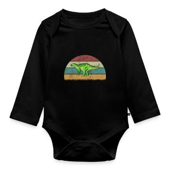 Iguanodon Dinosaure Enfants Dino Cadeau - Body Bébé bio manches longues - noir - Devant