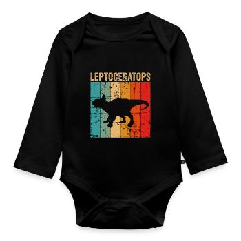 Leptoceratops Dinosaurier Kinder Dino Geschenk - Baby Bio-Langarm-Body - Schwarz - Vorne