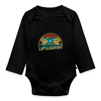 Leptoceratops Dinosaur Children Dino Gift - Organic Longsleeve Baby Bodysuit - black - Front