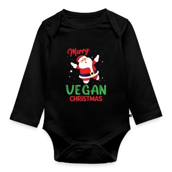 Merry Vegan Christmas - Organic Longsleeve Baby Bodysuit - black - Front