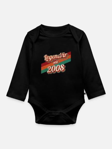 2008 Jahrgang Geburtstag Mann Frauen 2008 geboren - Baby Bio-Langarm-Body - Schwarz