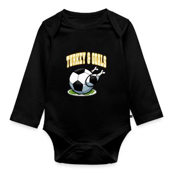 Thanksgiving Fußball Türkei und Tore - Baby Bio-Langarm-Body - Schwarz - Vorne