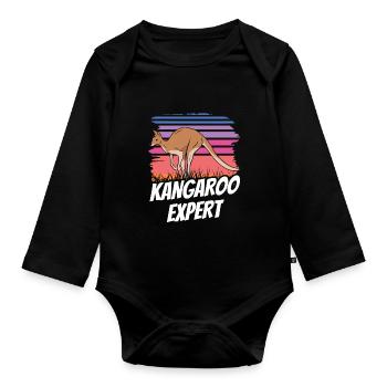 Kangaroo Expert Kangaroos Animal Lovers - Organic Longsleeve Baby Bodysuit - black - Front