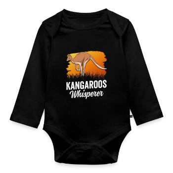 Kangaroo Whisperer Kangaroo Kangaroo Animal - Organic Longsleeve Baby Bodysuit - black - Front