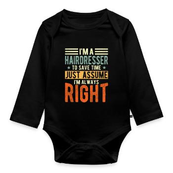 Friseur - Baby Bio-Langarm-Body - Schwarz - Vorne