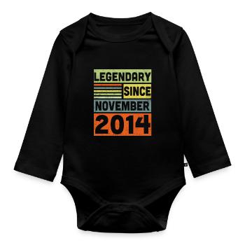 8 Years Old Legendary Since November 2014 8th - Organic Longsleeve Baby Bodysuit - black - Front