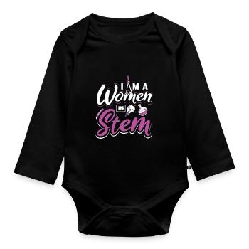 I am a women in STEM - Baby Bio-Langarm-Body - Schwarz - Vorne