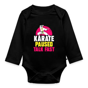 Karate paused talk fast - Baby Bio-Langarm-Body - Schwarz - Vorne