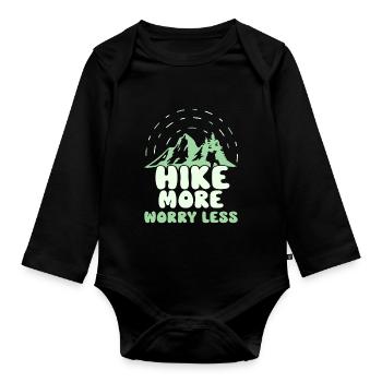 Hike more Worry less Wandern Wanderer - Baby Bio-Langarm-Body - Schwarz - Vorne