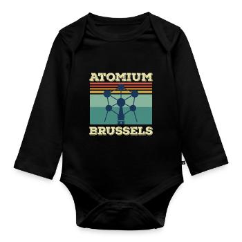 Brüssel Atomium Heartbeat Atomic nucleus Wissensch - Baby Bio-Langarm-Body - Schwarz - Vorne