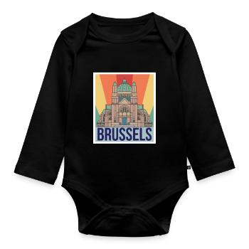 Bruxelles Science Noyau atomique Physique Physicien atomique - Body Bébé bio manches longues - noir - Devant